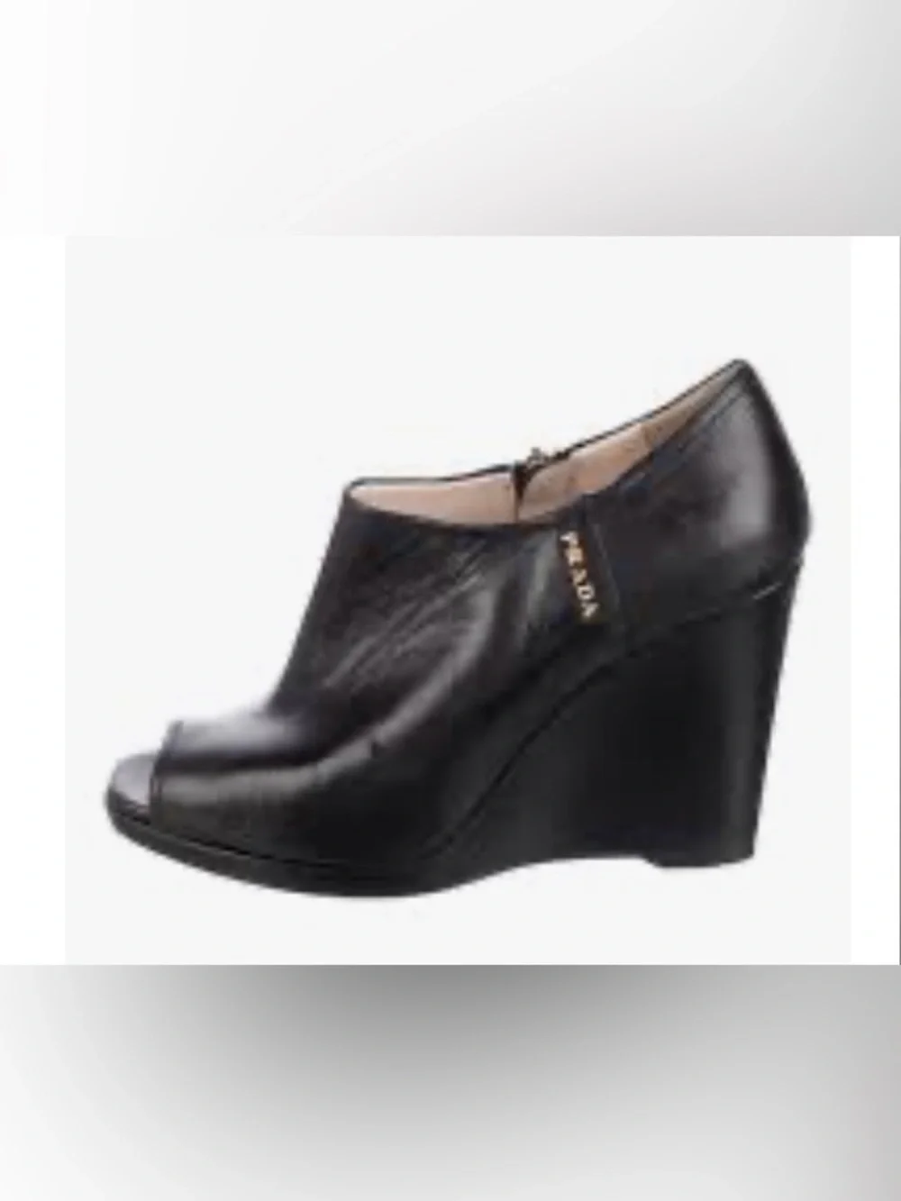 Prada peep toe wedge booties authentic size 37.5 black